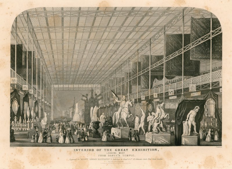 Interno Guardando a Ovest dal Tempio di Dante, Grande Esposizione, 1851 da English School