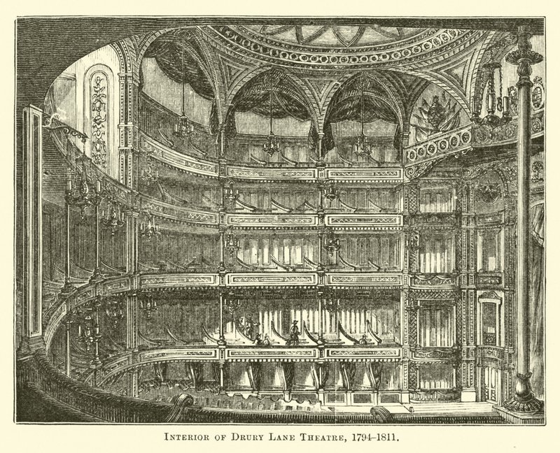 Interno del Teatro Drury Lane, 1794-1811 da English School