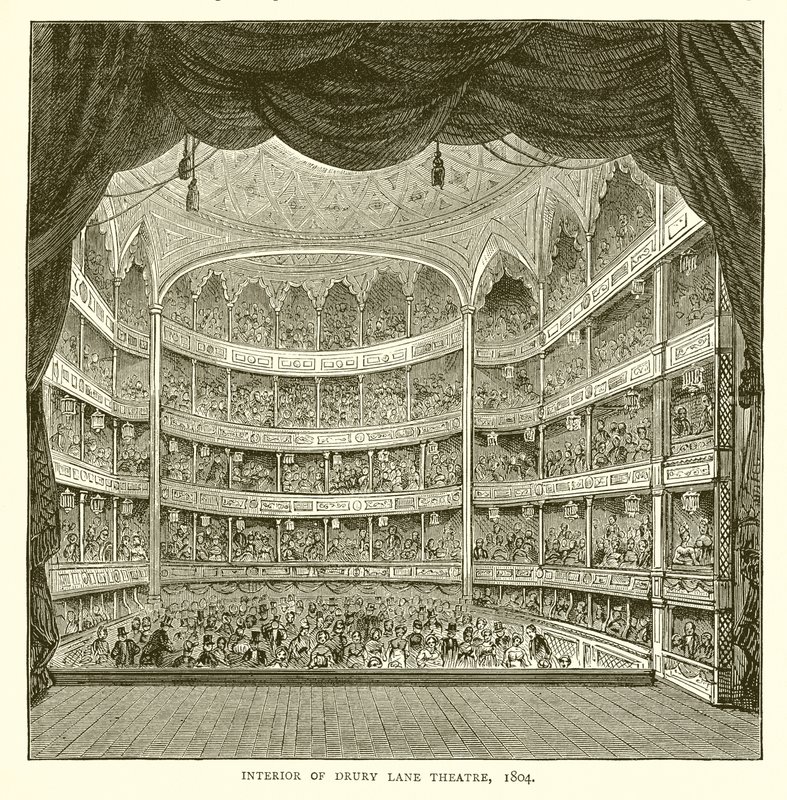 Interno del Teatro Drury Lane, 1804 da English School