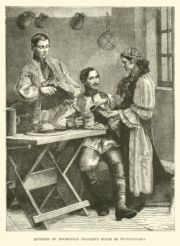Interno di casa di contadini rumeni in Transilvania da English School