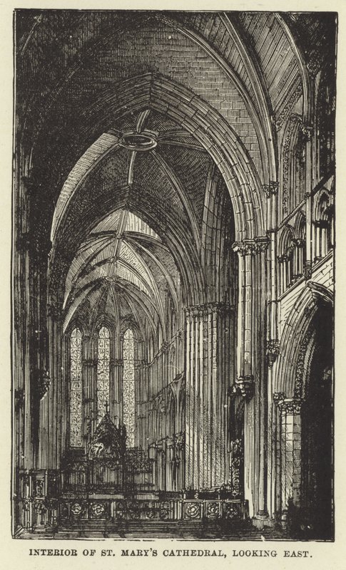 Interno della Cattedrale di St Mary, vista verso est da English School