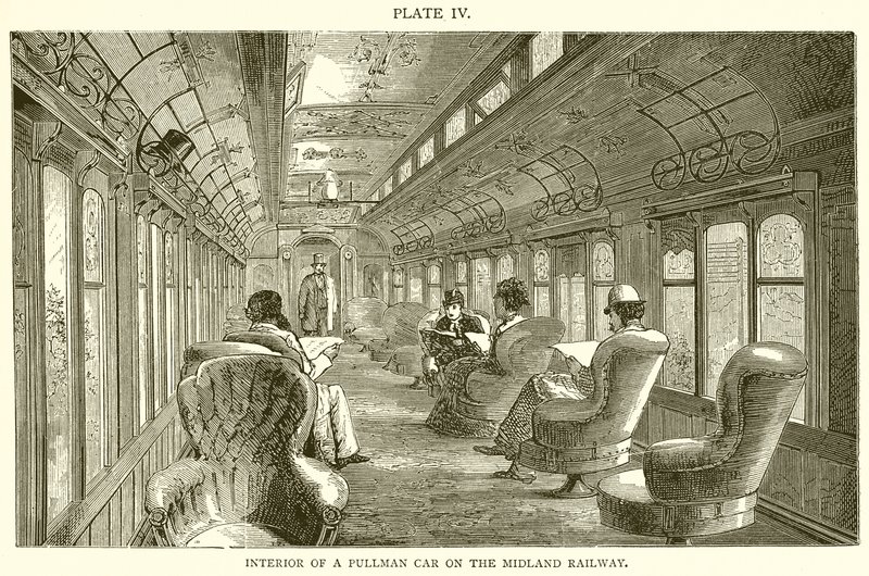 Interno di una carrozza Pullman sulla Midland Railway da English School