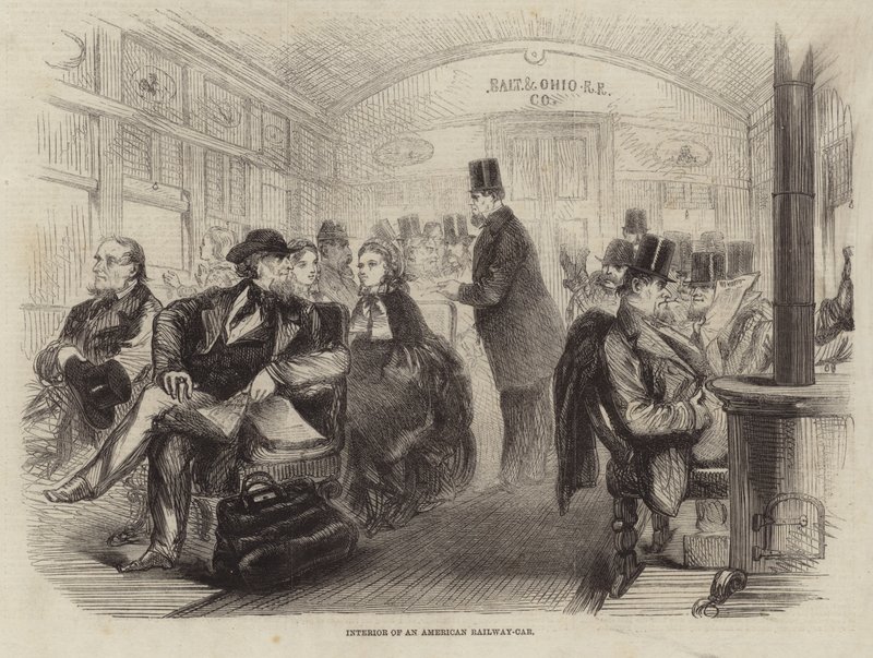 Interno di un vagone ferroviario americano da English School