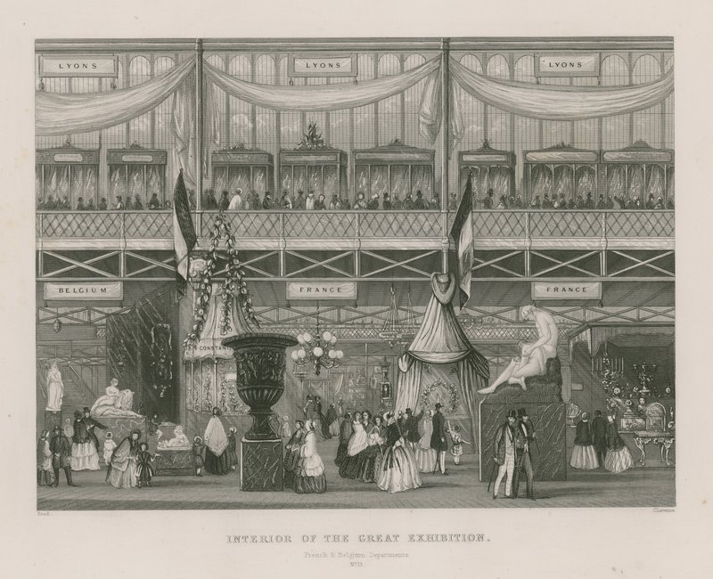 Interno della Grande Esposizione, 1851, Dipartimento Francese e Belga da English School