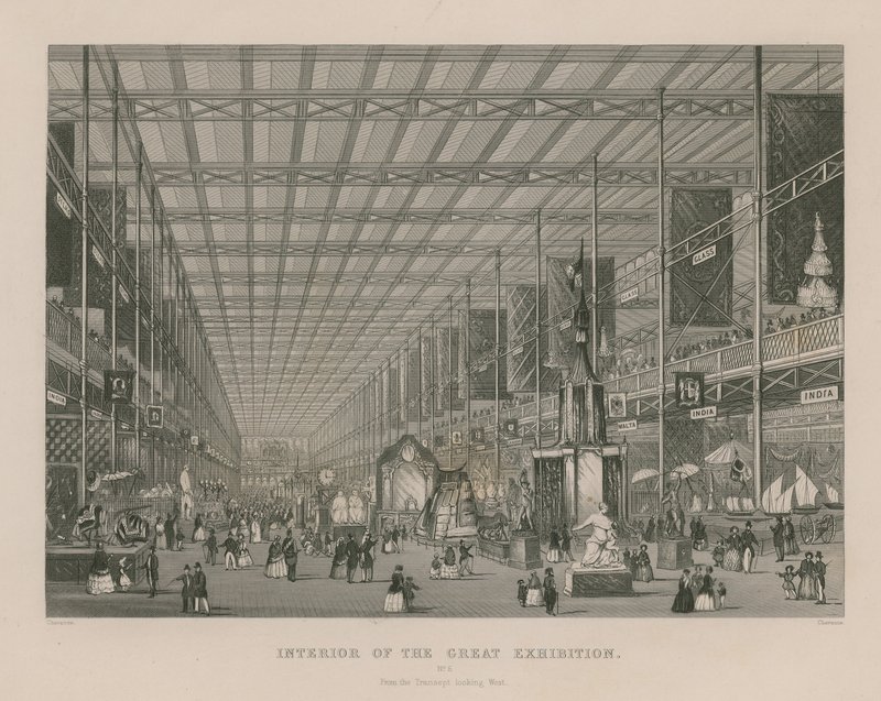 Interno della Grande Esposizione, 1851, dal Transetto guardando a ovest da English School