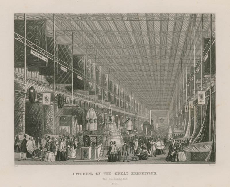 Interno della Grande Esposizione, 1851, estremità ovest guardando a est da English School