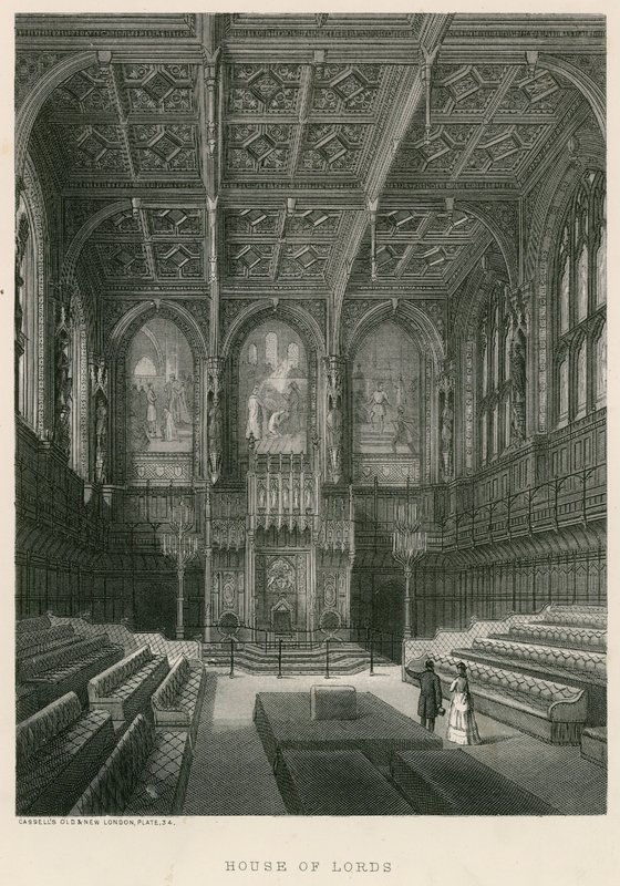 Interno della Camera dei Lord, Westminster, Londra da English School