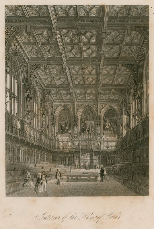 Interno della Camera dei Lord, Westminster, Londra da English School