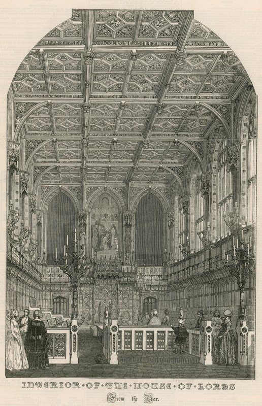 Interno della Camera dei Lord, Westminster, Londra, dal bar da English School