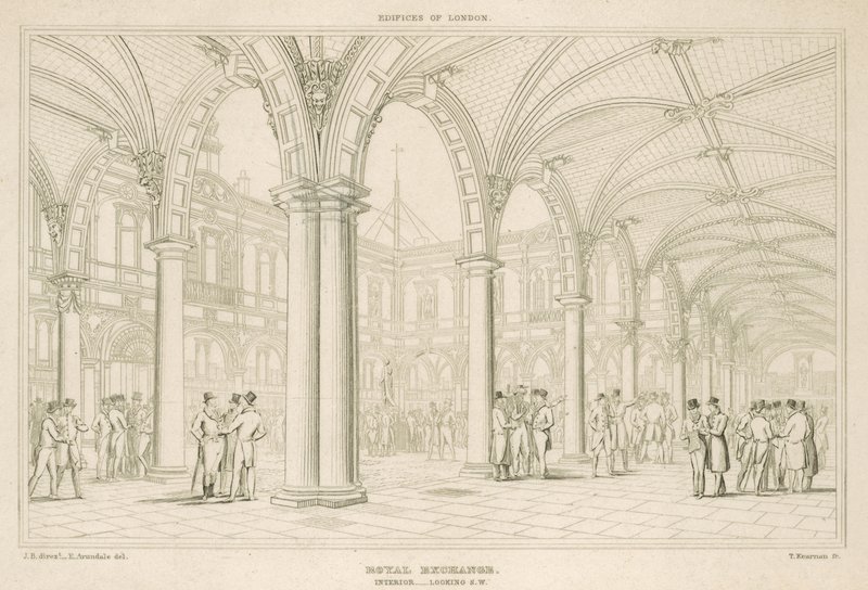 Interno della Royal Exchange, Londra, vista sud-ovest da English School