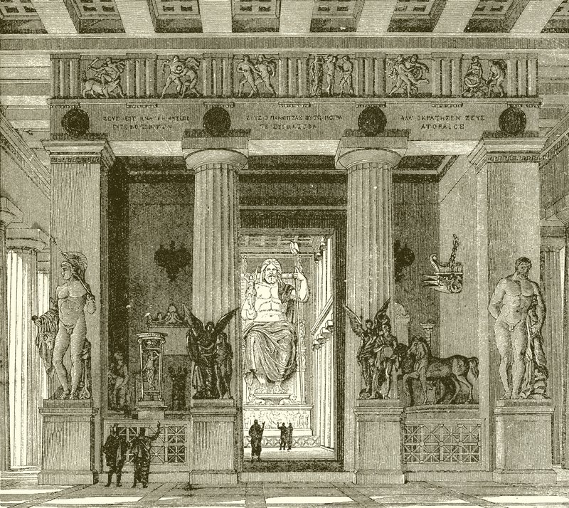 Interno del magnifico tempio di Zeus a Olimpia da English School