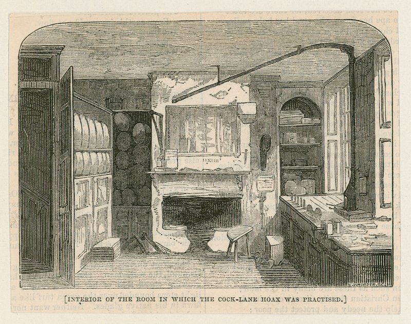Interno della stanza in cui fu praticata la burla di Cock Lane da English School