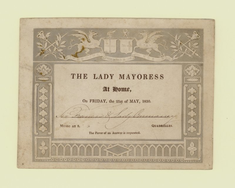 Invito dalla Lady Mayoress, At Home, 21 maggio 1830 da English School