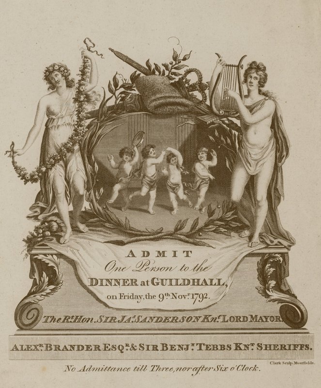 Invito a un banchetto alla Guildhall, Londra, il 9 novembre 1792 da English School