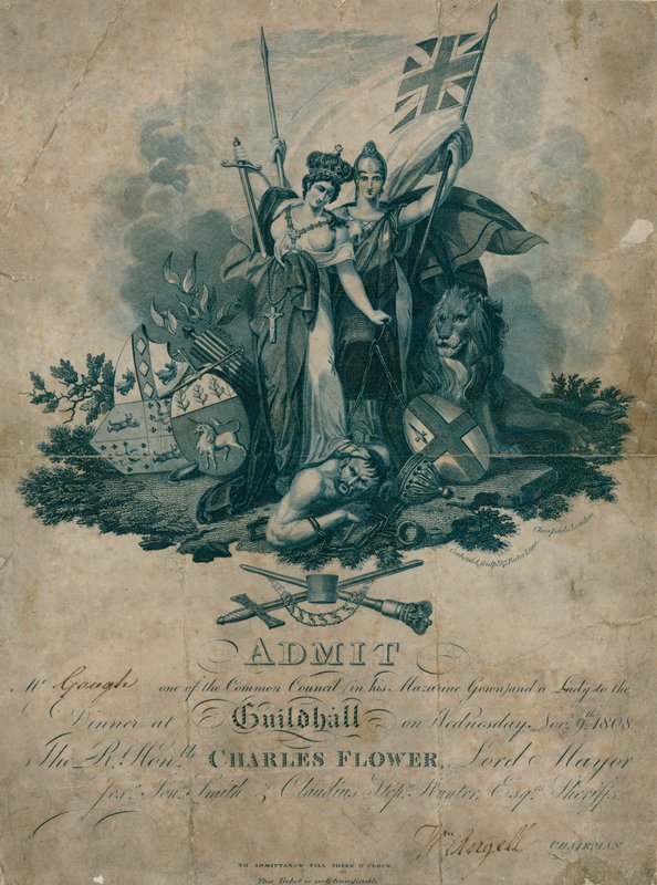 Invito a un banchetto alla Guildhall, Londra, il 9 novembre 1808 da English School