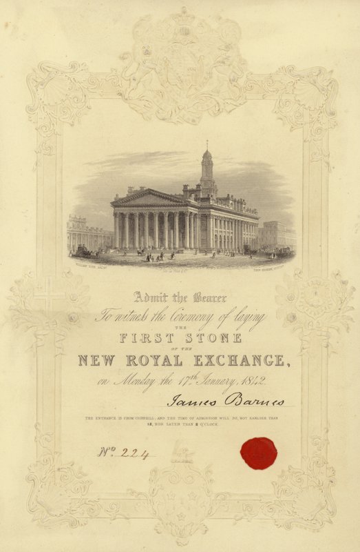 Invito alla posa della prima pietra del Nuovo Royal Exchange da English School
