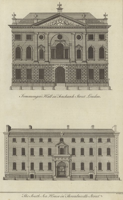 Ironmongers Hall, Fenchurch Street e South Sea House, Threadneedle Street, Londra da English School