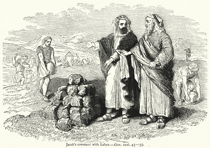 Il patto di Giacobbe con Labano, Gen xxxi 43-55 (incisione) da English School