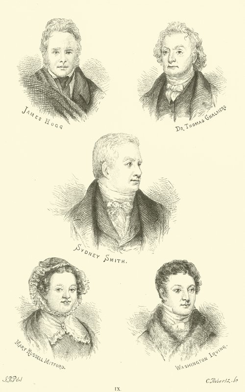 James Hogg, Dr Thomas Chalmers, Sydney Smith, Mary Russell Mitford, Washington Irving da English School