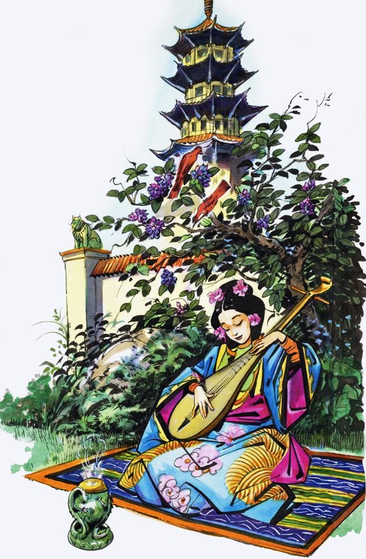 Ragazza giapponese in giardino da English School
