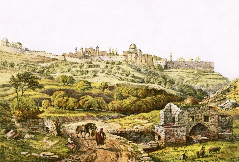 Gerusalemme dal pozzo di Giobbe da English School