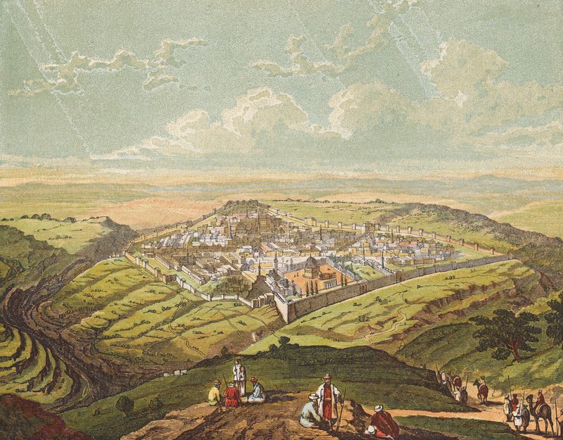 Gerusalemme è costruita come una città compatta (litografia a colori) da English School