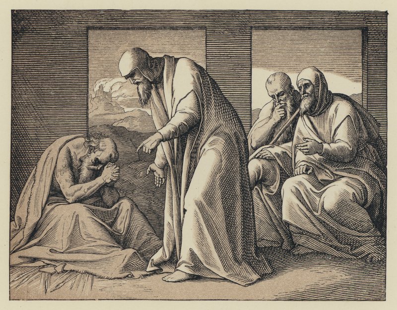 Giobbe, La visione di Elifaz (incisione) da English School