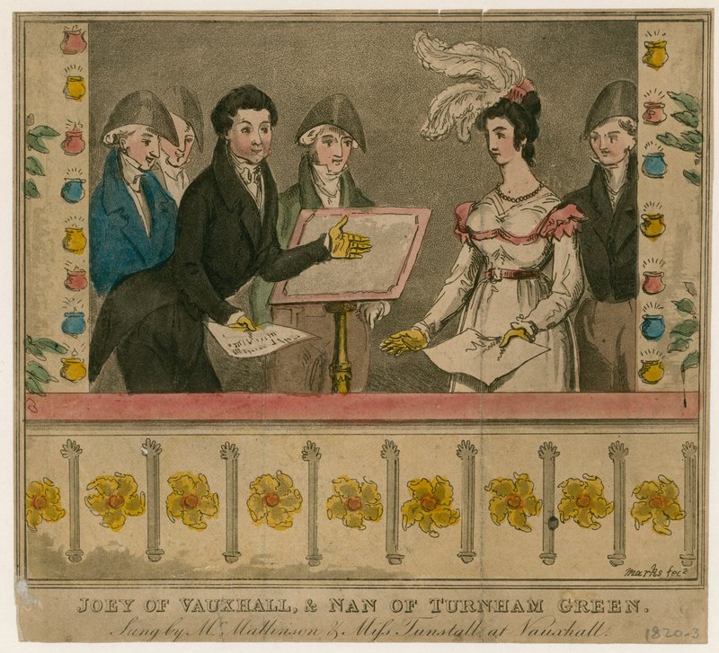 Joey di Vauxhall e Nan di Turnham Green, cantata da Mr Mattiason e Miss Turnstall ai Giardini di Vauxhall da English School