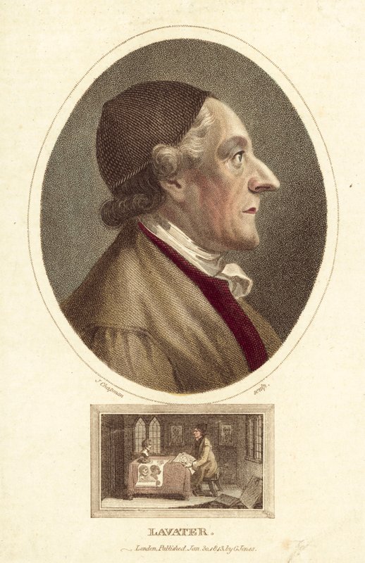 Johann Kaspar Lavater, poeta, filosofo, fisiognomista e teologo svizzero (incisione colorata) da English School