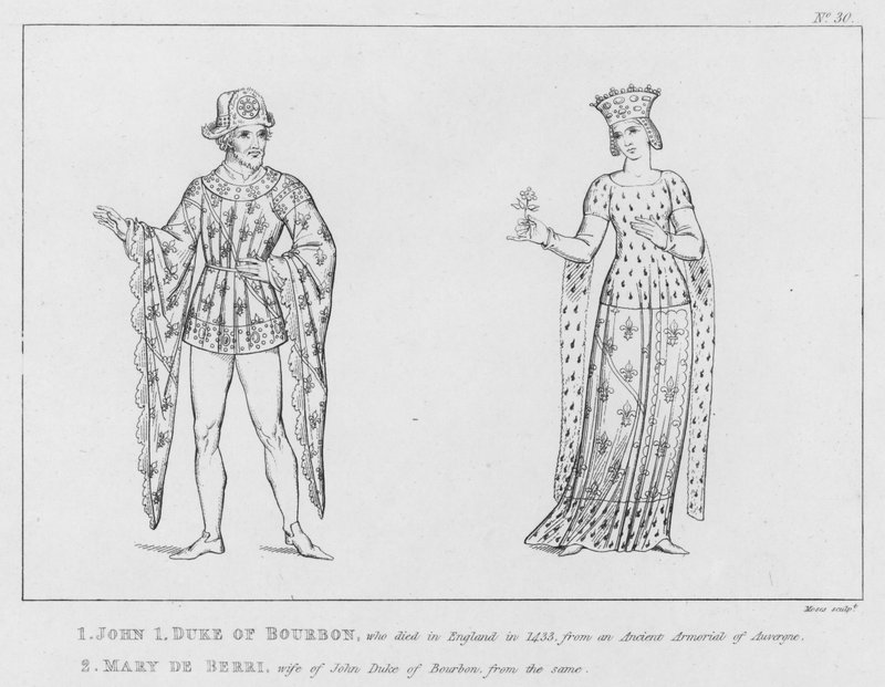 Giovanni I, Duca di Borbone, Maria di Berri (incisione) da English School