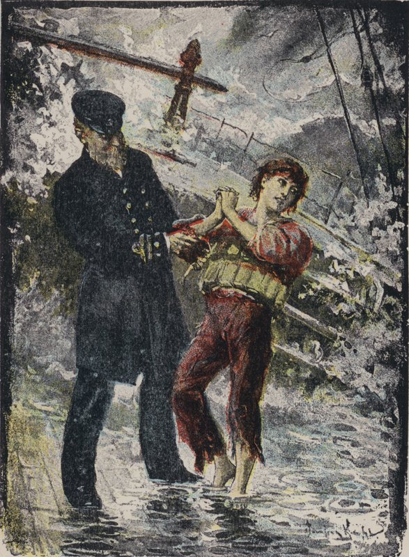 John Alexander Strachan, capitano della nave a vapore Cyprian, che dà il suo giubbotto di salvataggio a un giovane clandestino prima che la nave naufragasse in una tempesta al largo della costa gallese nel 1881 da English School