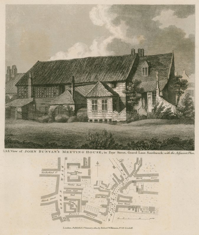 Casa di riunione di John Bunyan, Zoar Street, Gravel Lane, Southwark da English School