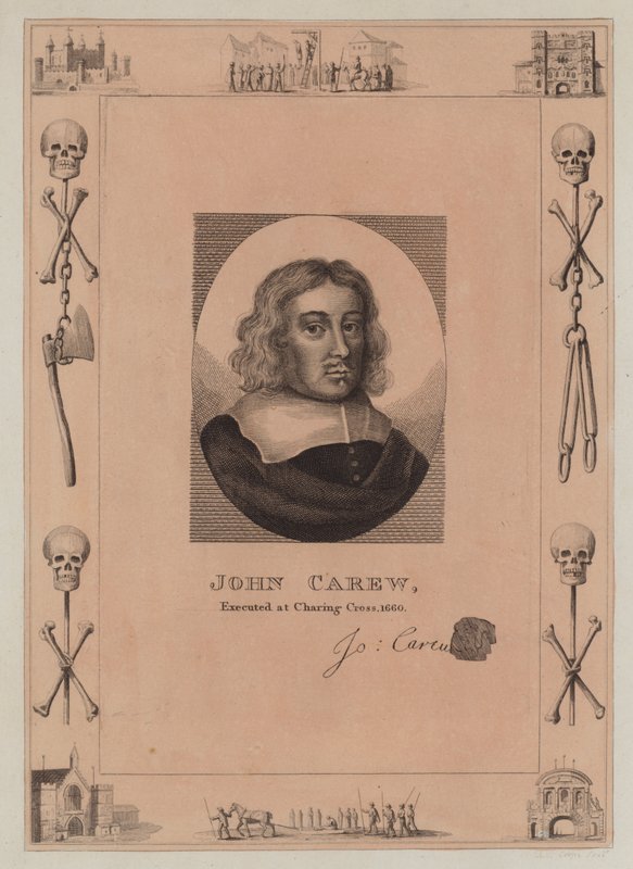 John Carew, giustiziato a Charing Cross, 1660 da English School