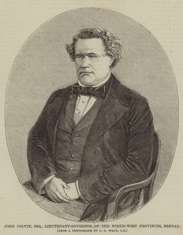 John Colvin, Esquire, Luogotenente-Governatore delle Province Nord-Occidentali, Bengala (incisione) da English School