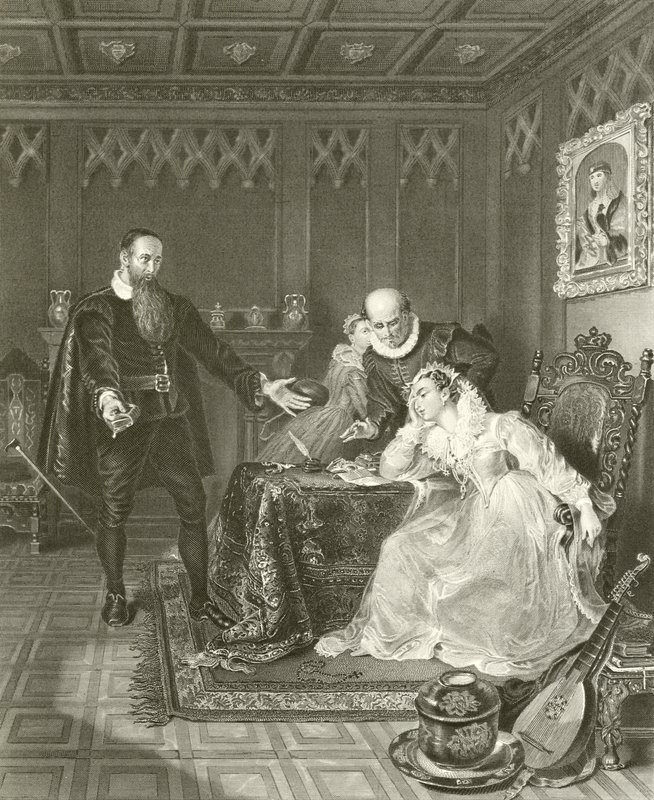 John Knox ammonisce Maria Regina di Scozia da English School