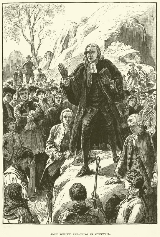 John Wesley, predicando in Cornovaglia (incisione) da English School
