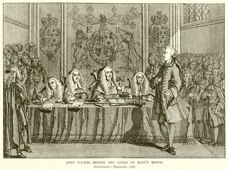 John Wilkes davanti alla Corte del Re da English School