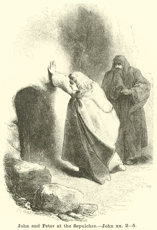 Giovanni e Pietro al sepolcro, Giovanni, xx, 2, 5 da English School