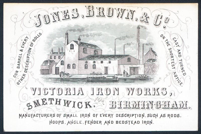 Jones, Brown & Co, Victoria Iron Works, biglietto commerciale da English School
