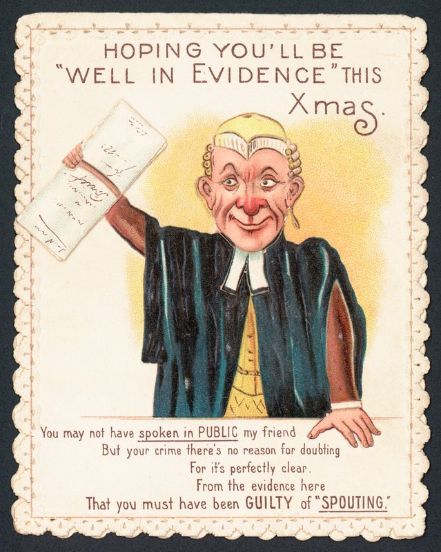 Giudice in tribunale, cartolina di Natale da English School