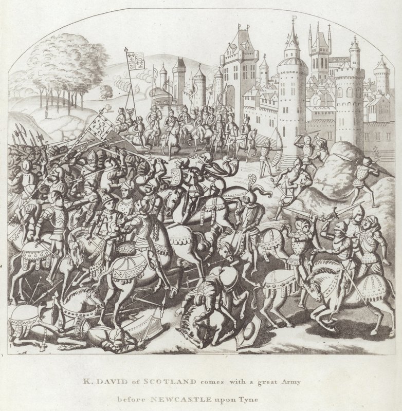 Re Davide di Scozia arriva con un grande esercito davanti a Newcastle upon Tyne da English School