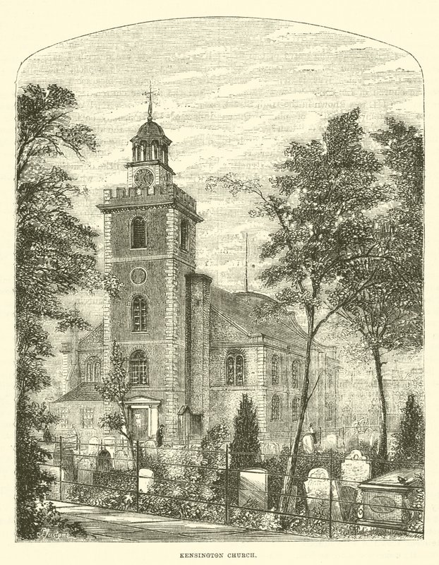 Chiesa di Kensington (incisione) da English School