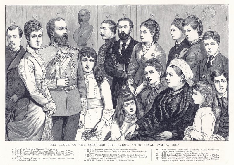 Blocco chiave per il supplemento colorato, La famiglia reale, 1880 da English School