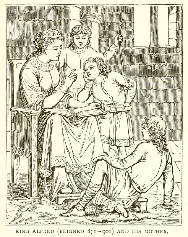 Re Alfredo (regnò 871-901) e sua madre da English School