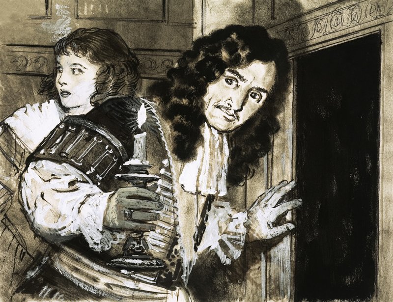 Re Carlo II si nasconde dopo la sua sconfitta nella battaglia di Worcester da English School