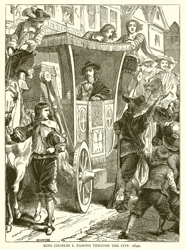 Re Carlo I che attraversa la città, 1642 da English School