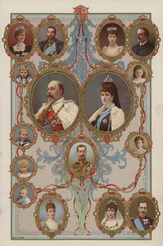 Re Edoardo VII, Regina Alessandra e i loro figli e nipoti da English School