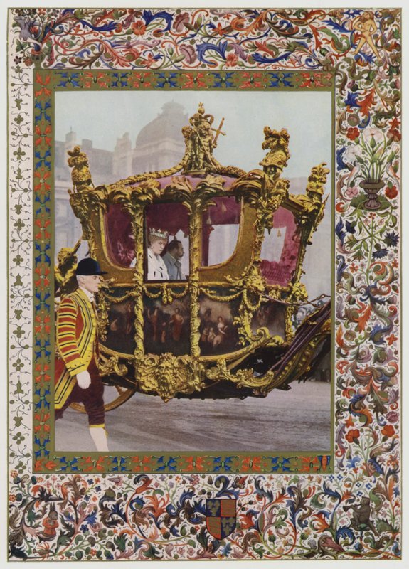 Re Giorgio V e la Regina Maria che viaggiano nella carrozza di Stato da English School