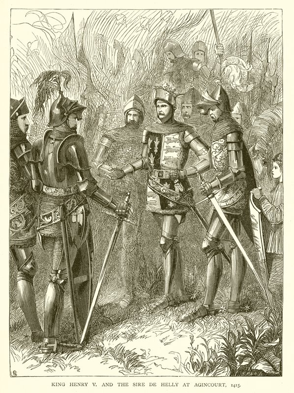 Re Enrico V e il Sire de Helly ad Agincourt, 1415 da English School