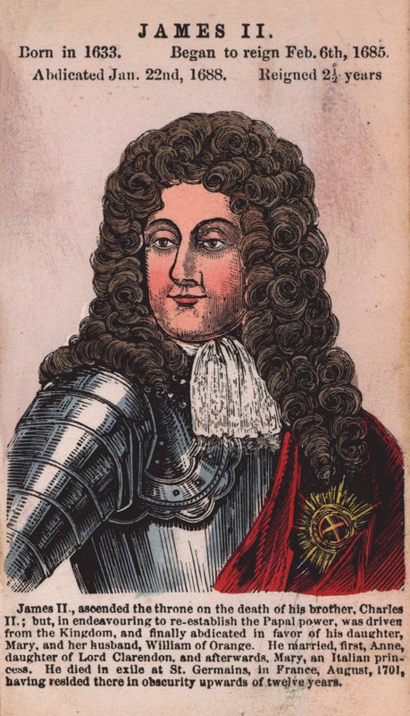 Re Giacomo II (incisione colorata) da English School
